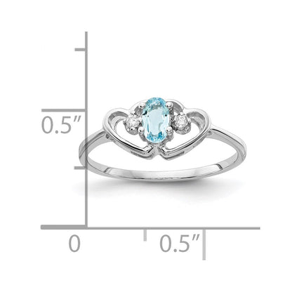 14K Weißgold Blautopas & Aa Diamant Ring