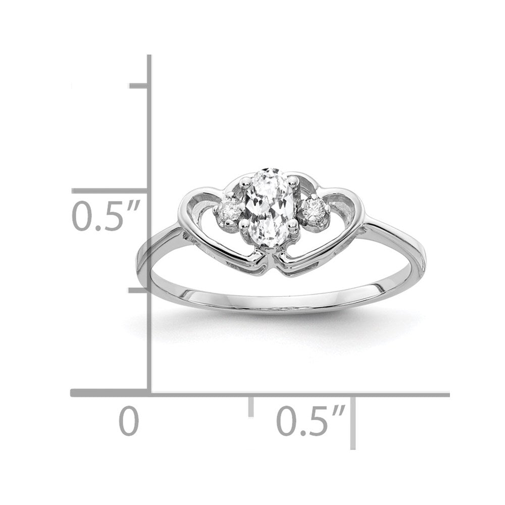 Massiv 14K Weißgold 5x3mm Oval Zirkonia Aaa Synthetisch Zirkonia Ring