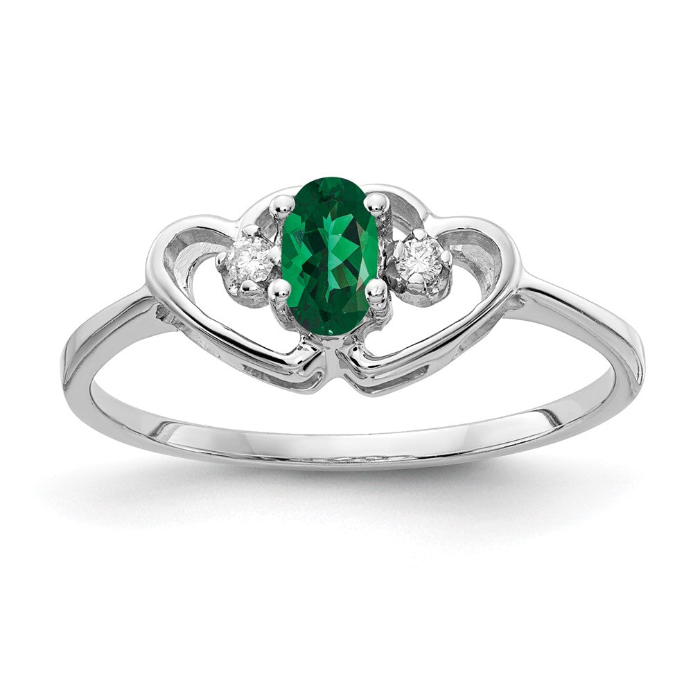 14K Weißgold Ring mit ovalem 5x3 mm Mount-St.-Helens-AAA-Diamant, echt