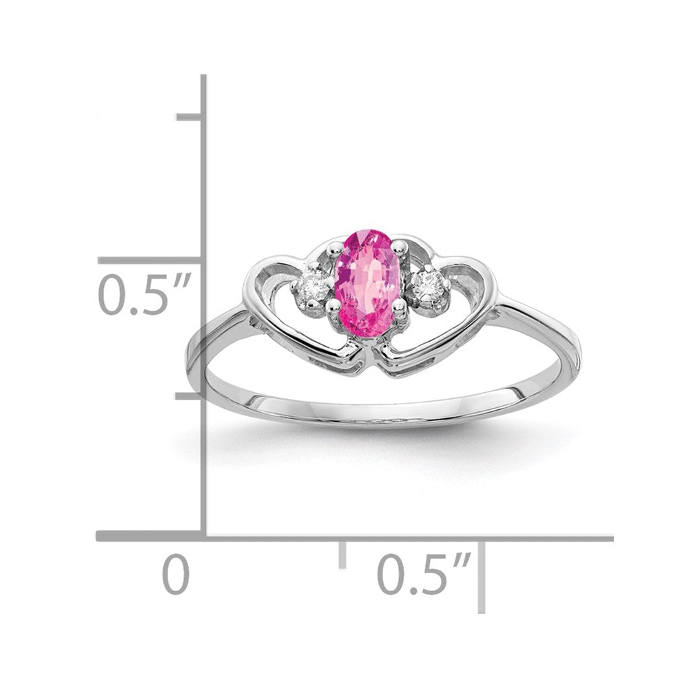 14K Weißgold 5x3mm Oval Rosa Saphir A Echt Diamant Ring