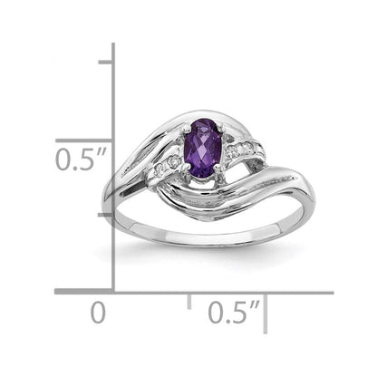 14K Weißgold Amethyst Echt Diamant Ring