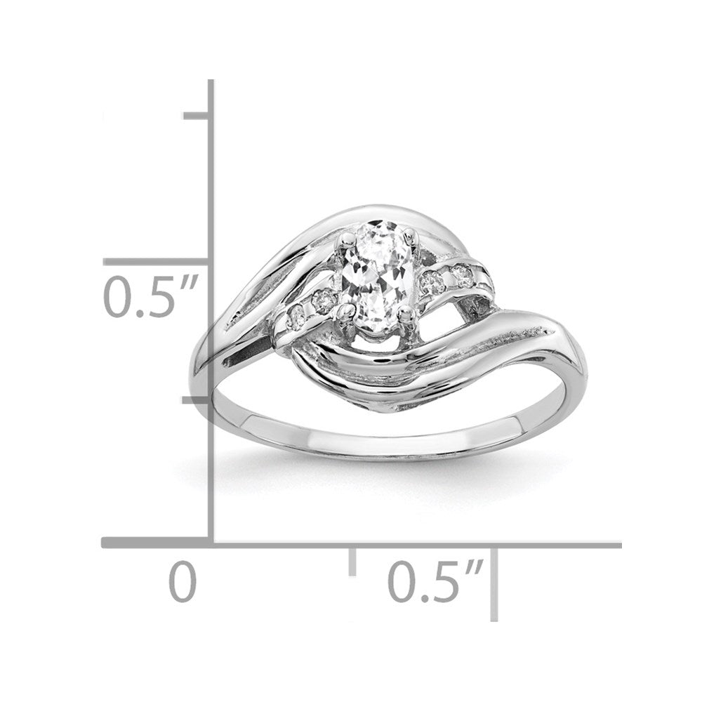 Massiv 14K Weißgold 5x3mm Oval Zirkonia Vs Synthetisch Zirkonia Ring
