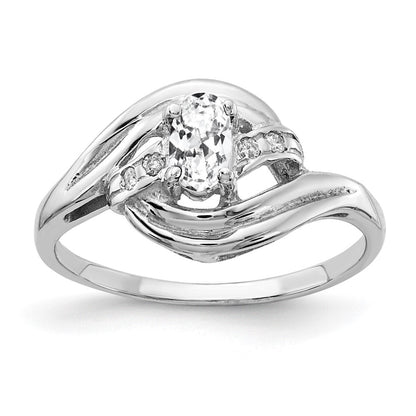 Massiv 14K Weißgold 5x3mm Oval Zirkonia Vs Synthetisch Zirkonia Ring