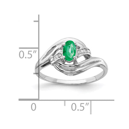 14K Weißgold 5x3mm Oval Smaragd A Echt Diamant Ring