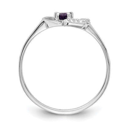 14K Weißgold Ring-Fassung, poliert, mit 0,01 ct. Diamant und 5x3 Birnen-Edelstein in Herzform
