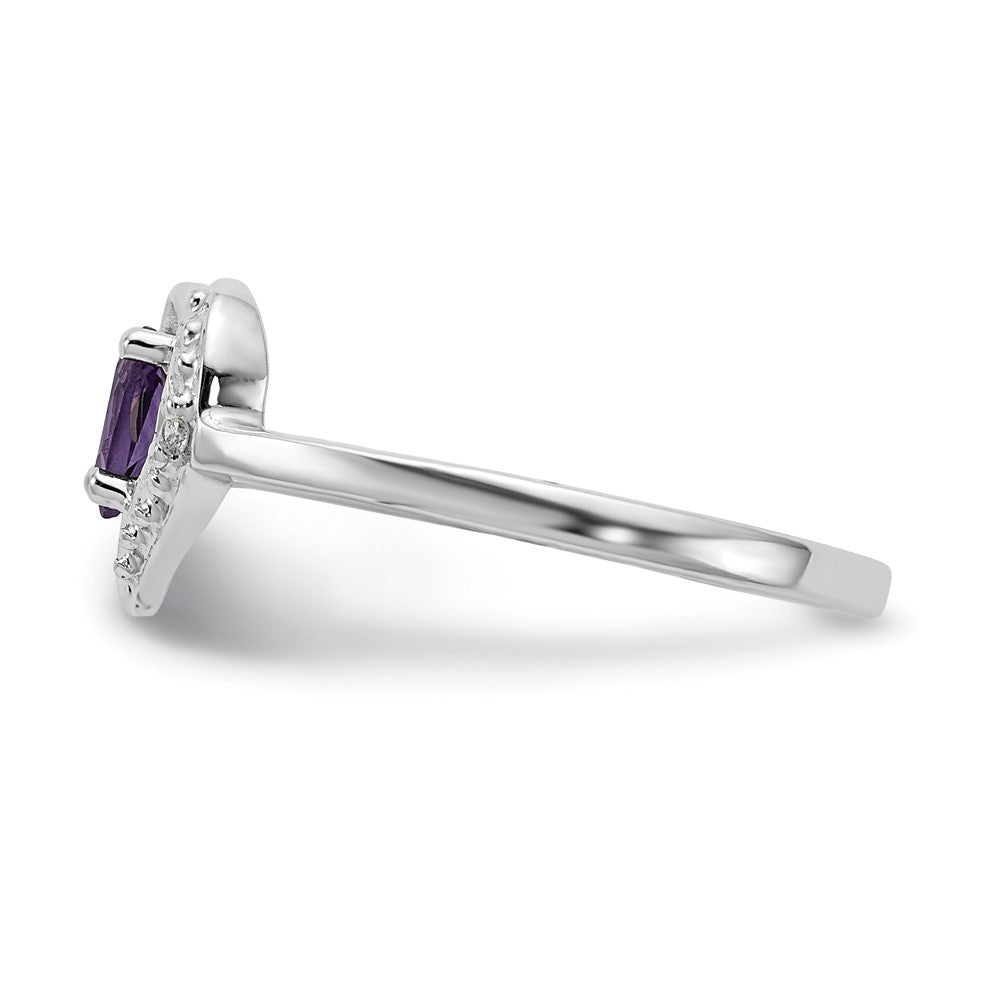 14K Weißgold Ring-Fassung, poliert, mit 0,01 ct. Diamant und 5x3 Birnen-Edelstein in Herzform