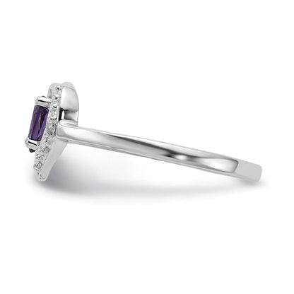 14K Weißgold Ring-Fassung, poliert, mit 0,01 ct. Diamant und 5x3 Birnen-Edelstein in Herzform