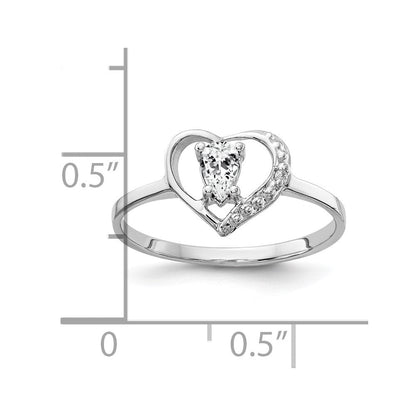 14K Weißgold Ring mit tropfenförmigem Zirkonia AA, 5x3 mm, und echtem Diamant