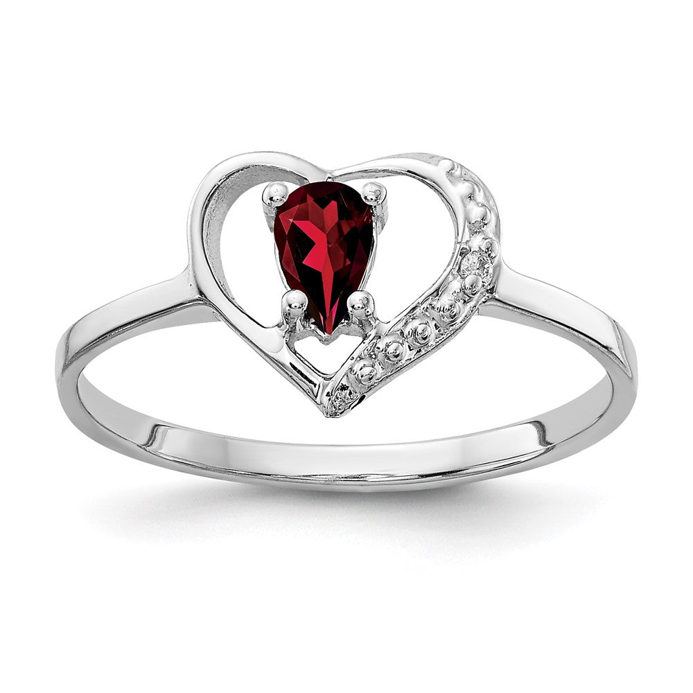 14K Weißgold 5x3mm Tropfen Granat A Echt Diamant Ring