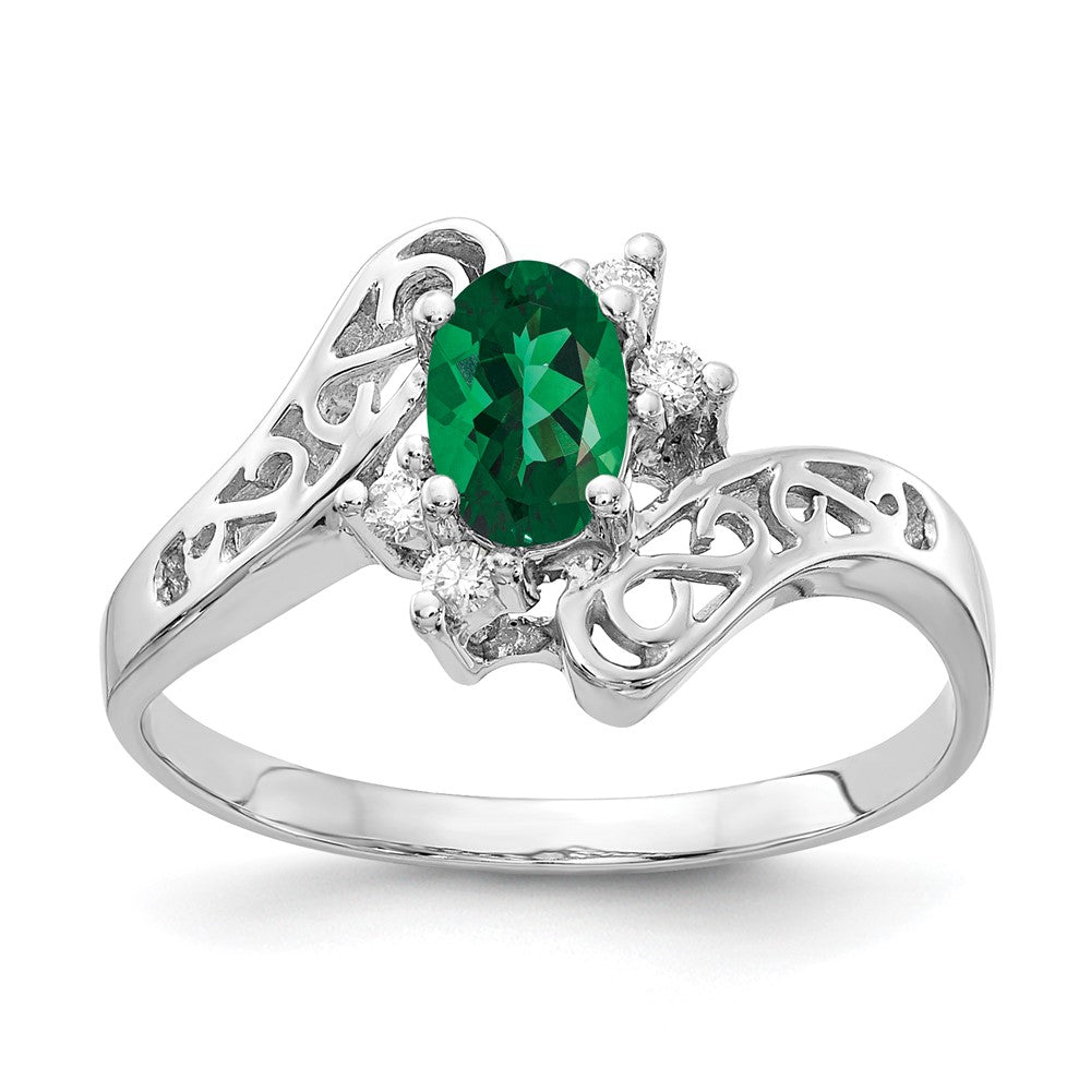 Ring aus 14K Weißgold mit Fassung für ovalen 6x4 mm Mount-Helens-Stein AA und echten Diamanten