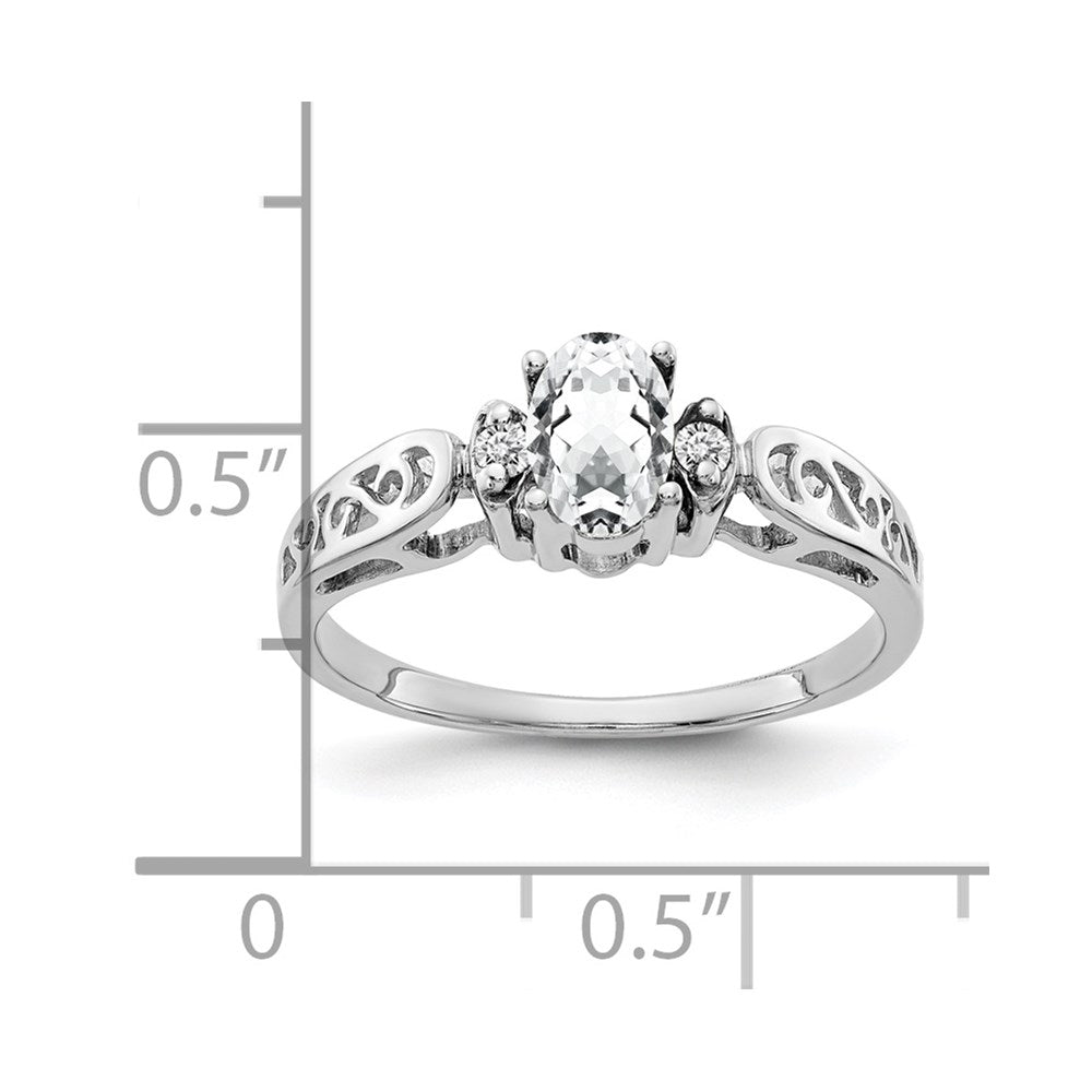 Massiv 14K Weißgold 6x4mm Oval Zirkonia Aaa Synthetisch Zirkonia Ring