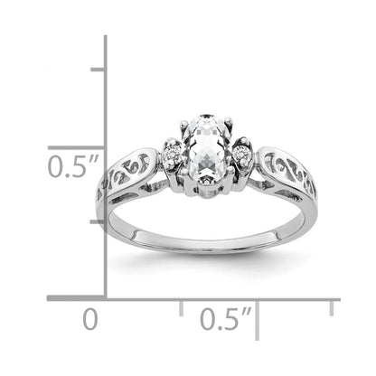 Massiv 14K Weißgold 6x4mm Oval Zirkonia Aaa Synthetisch Zirkonia Ring