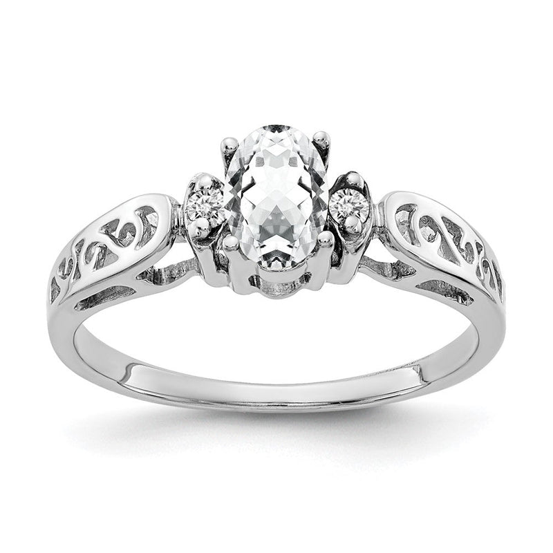 14K Weißgold Ring mit 6x4 mm ovalem Zirkonia – A Real Diamant