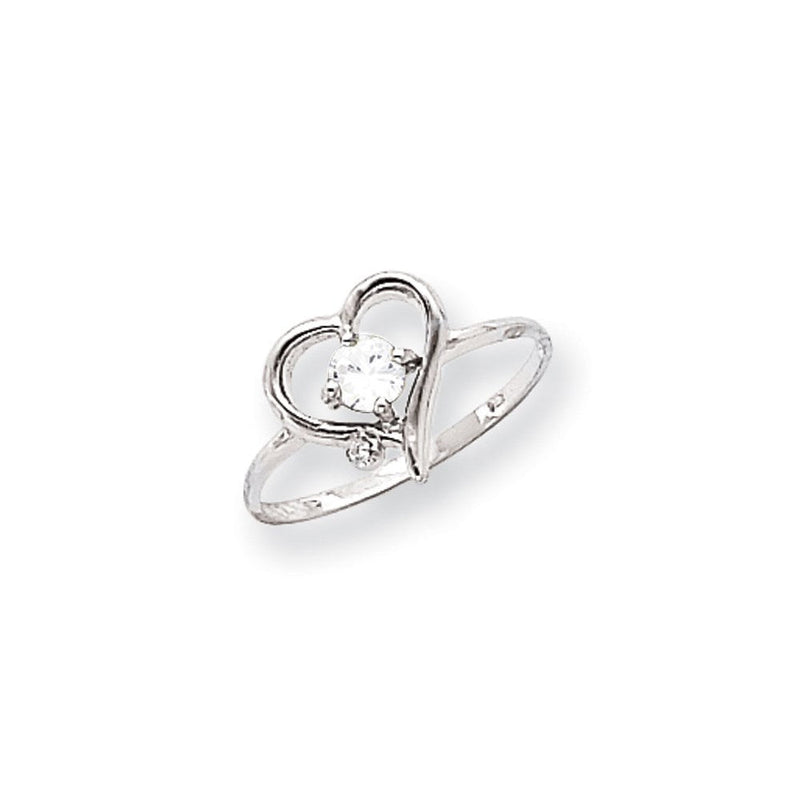 14K Weißgold 4 mm Zirkonia AA Echtdiamant-Ring