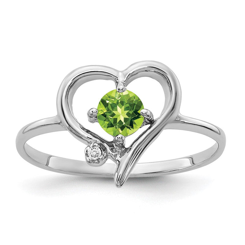 14K Weißgold Ring mit 4 mm Peridot VS und echten Diamanten