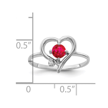 14K Weißgold Ring mit 4-mm-Rubin AA und echten Diamanten