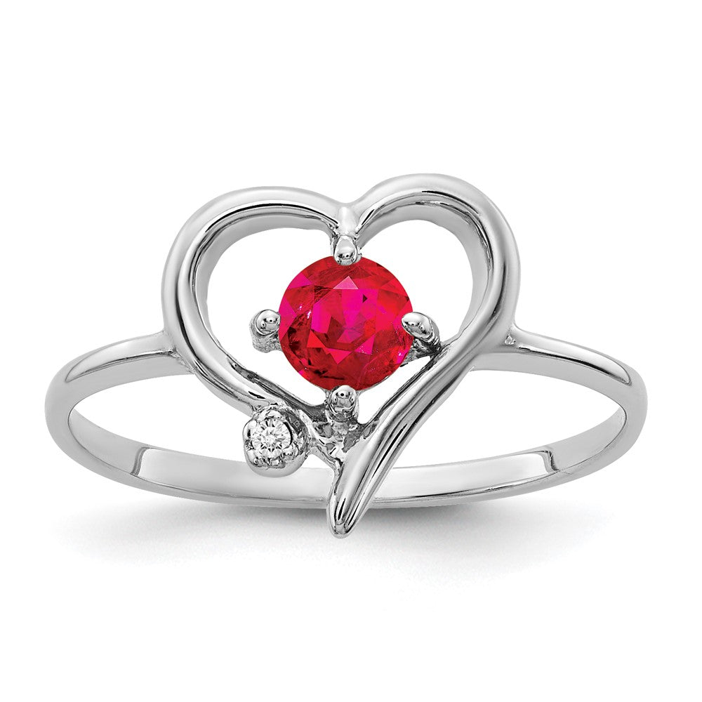14K Weißgold Ring mit 4-mm-Rubin und echten Diamanten, VS