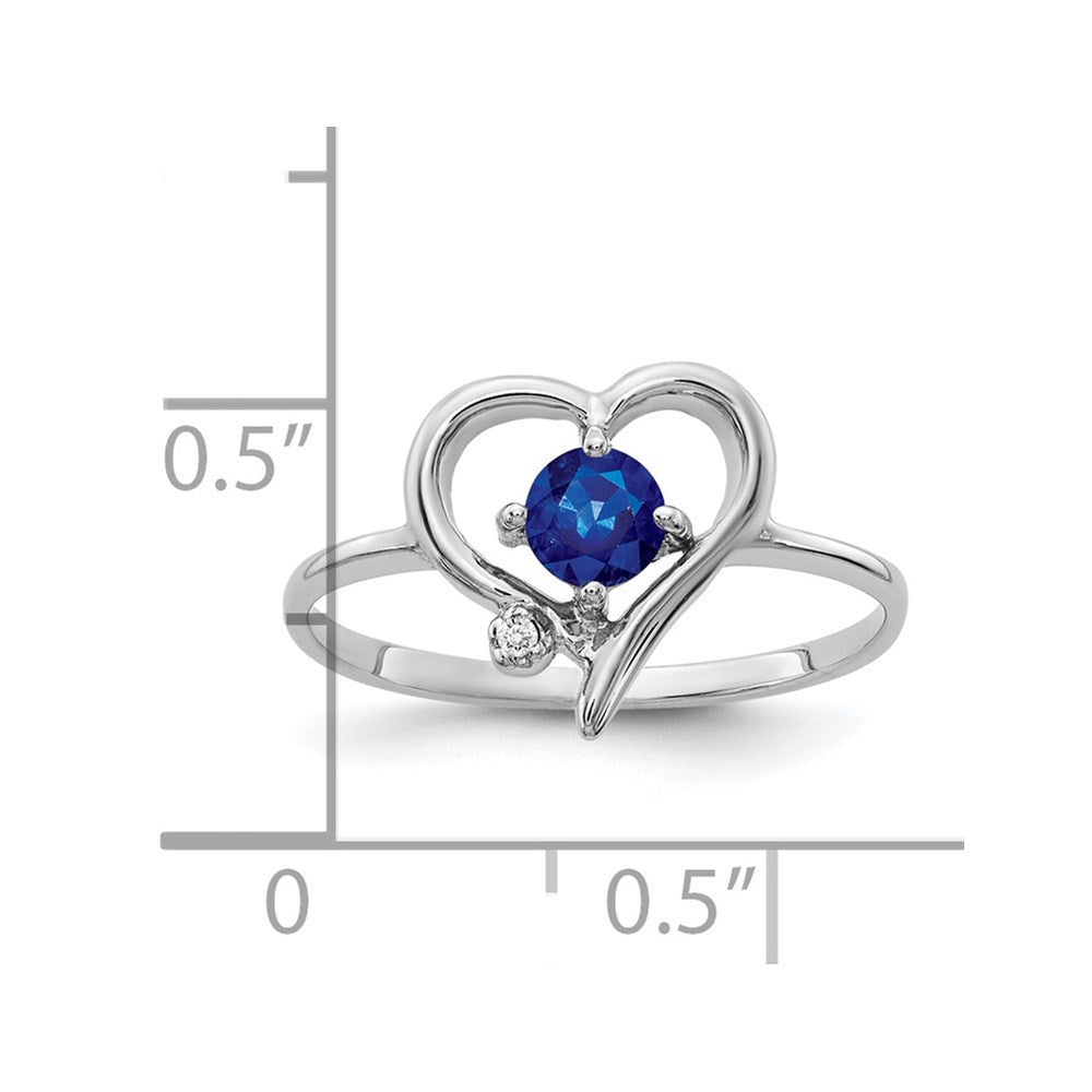 14K Weißgold Ring mit 4 mm Saphir AA und Diamant