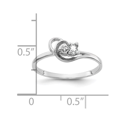 14K Weißgold Ring mit 3 mm Zirkonia und einem natürlichen Diamanten