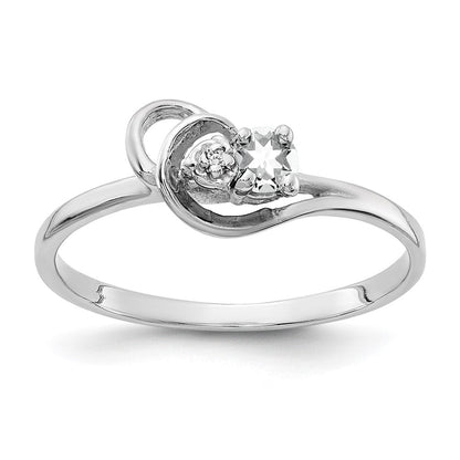 14K Weißgold Ring mit 3 mm Zirkonia AA und echtem Diamant