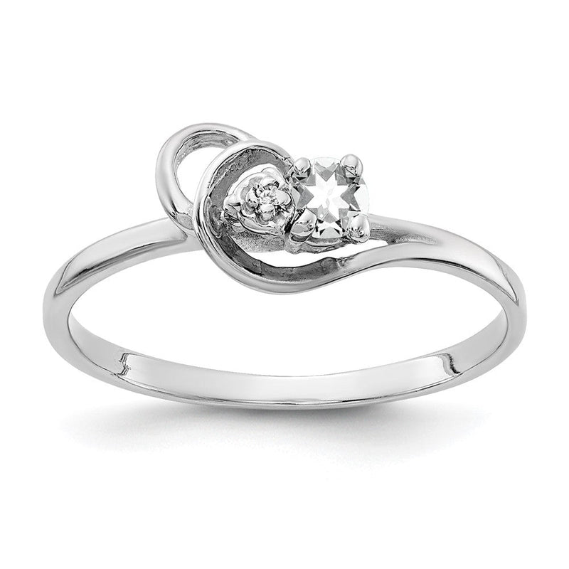 14K Weißgold Ring mit 3-mm-Zirkonia AAA und echtem Diamant