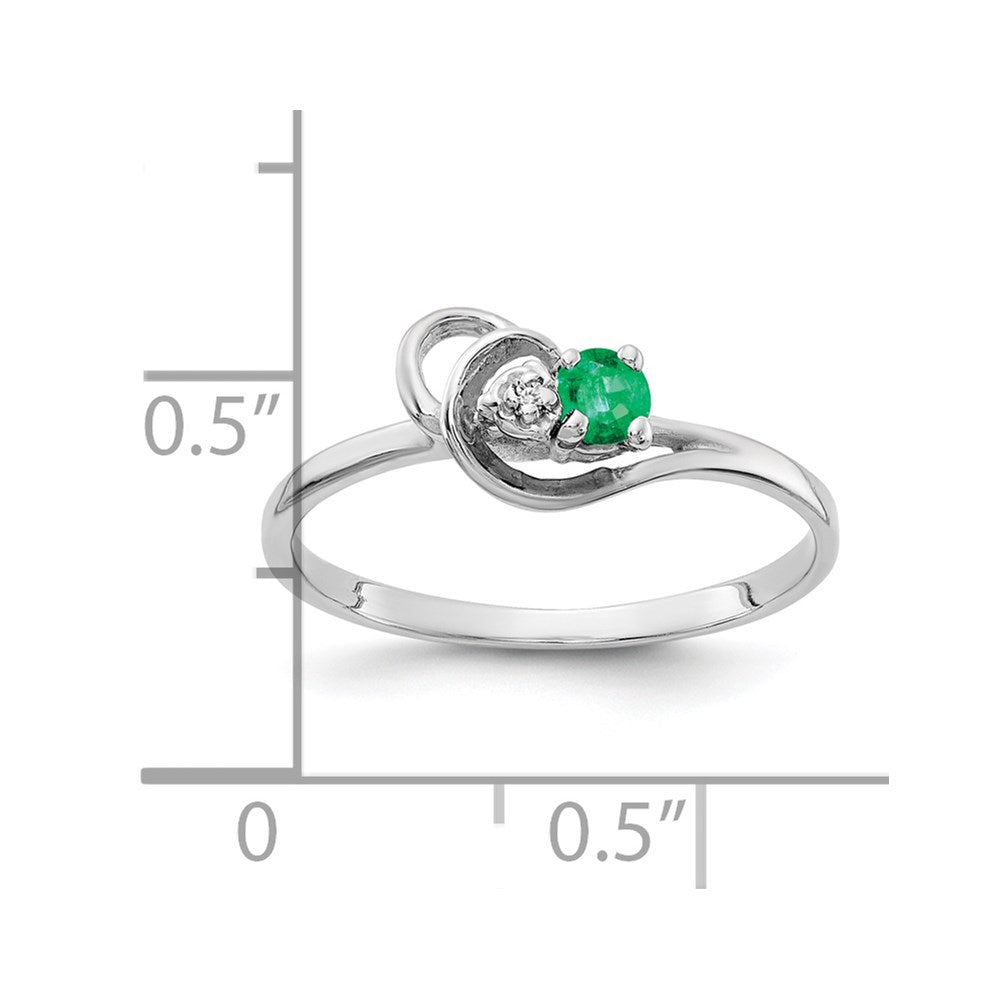 14K Weißgold Smaragd Aa Diamant Ring