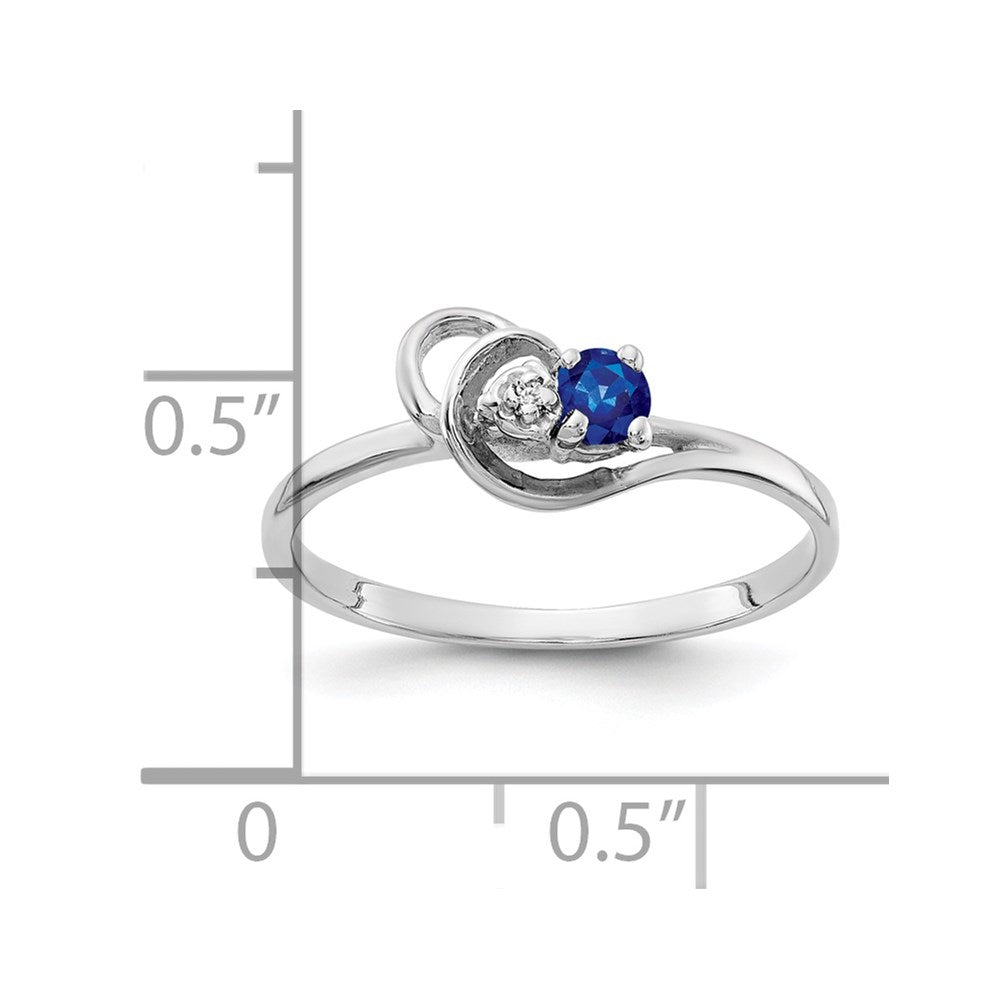 14K Weißgold 3mm Saphir A Diamant Ring