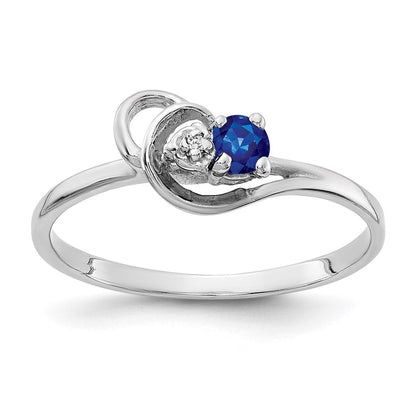 14K Weißgold 3mm Saphir A Diamant Ring