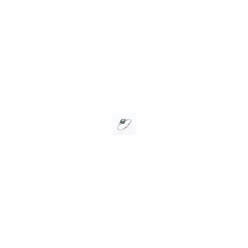 14K Weißgold 5mm Süßwasser Zuchtperle Diamant Ring