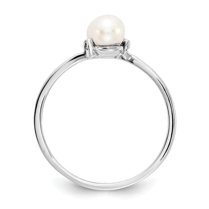 14K Weißgold 4mm Fw Zuchtperle A Echt Diamant Ring