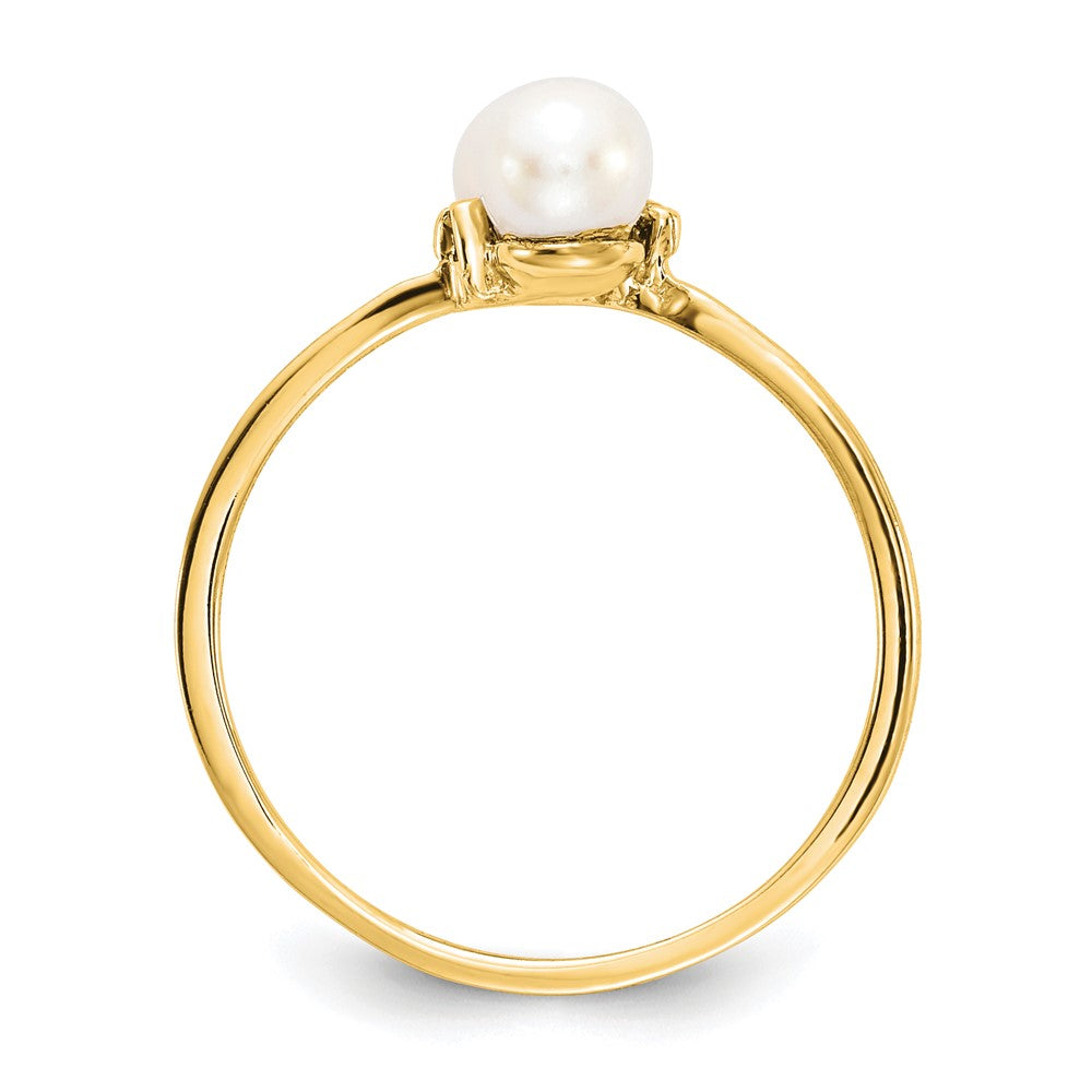 14K Gelbgold 4mm Fw Zuchtperle A Echt Diamant Ring
