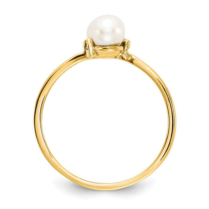 14K Gelbgold 4mm Fw Zuchtperle A Echt Diamant Ring