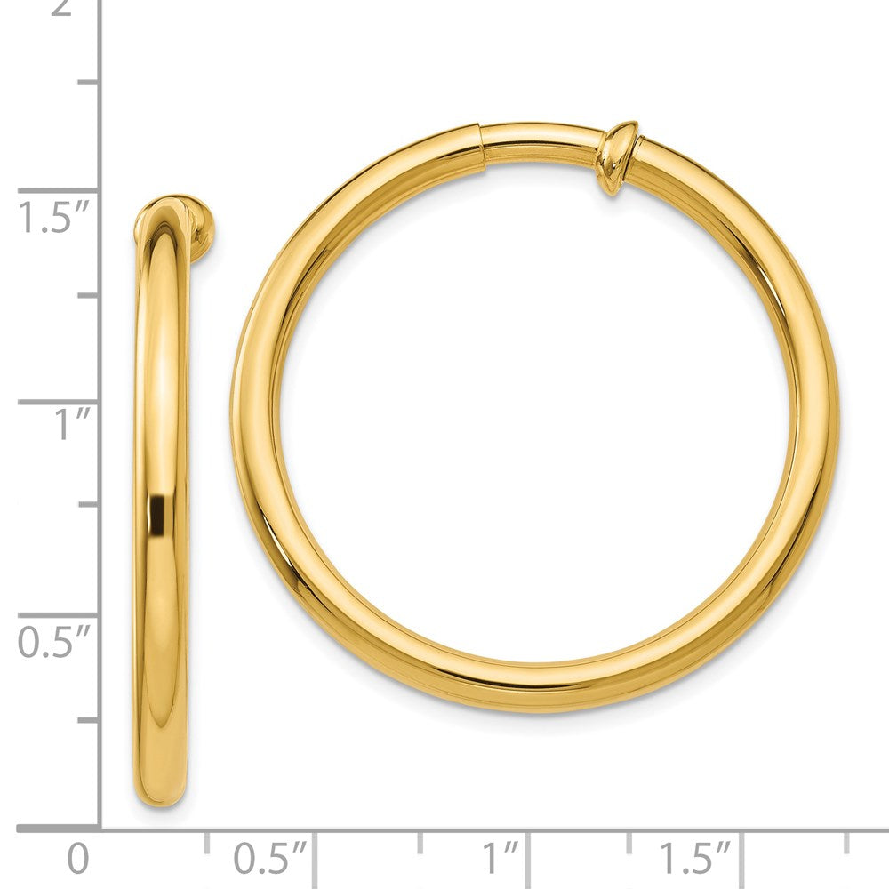 14K Gelbgold Non Durchbrochen Creolen
