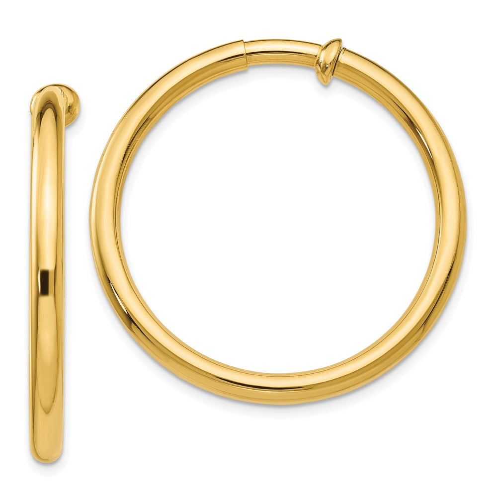 14K Gelbgold Non Durchbrochen Creolen