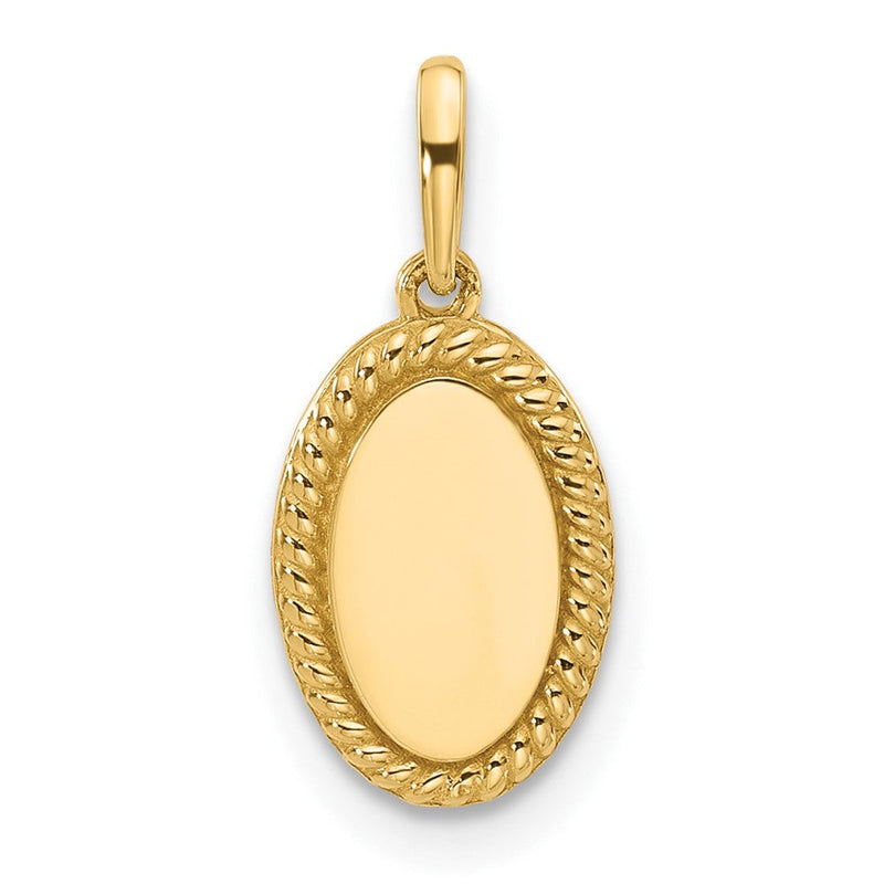14K Gelbgold Poliert Oval mit Kordel Rand Charm