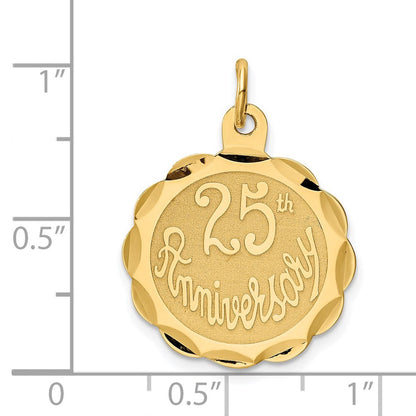 14K Gelbgold Scheiben-Charm „25. Jubiläum“