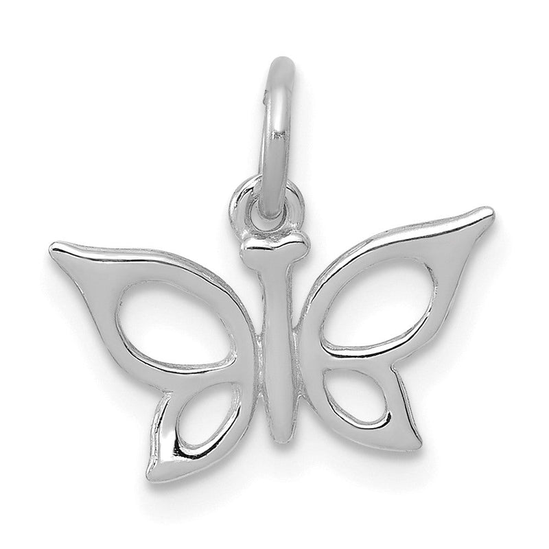 14K Weißgold Poliert Schmetterling Charm