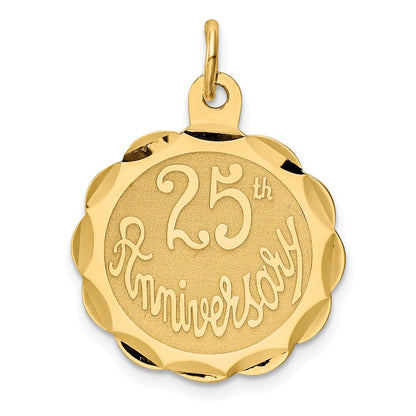 14K Gelbgold Scheiben-Charm „25. Jubiläum“
