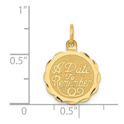 14K Gelbgold 14K A Date To Remember Plättchen Charm