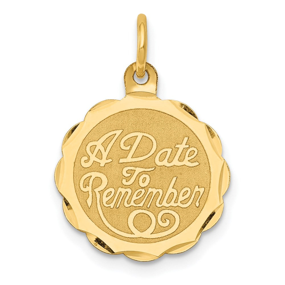 14K Gelbgold 14K A Date To Remember Plättchen Charm