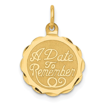 14K Gelbgold 14K A Date To Remember Plättchen Charm