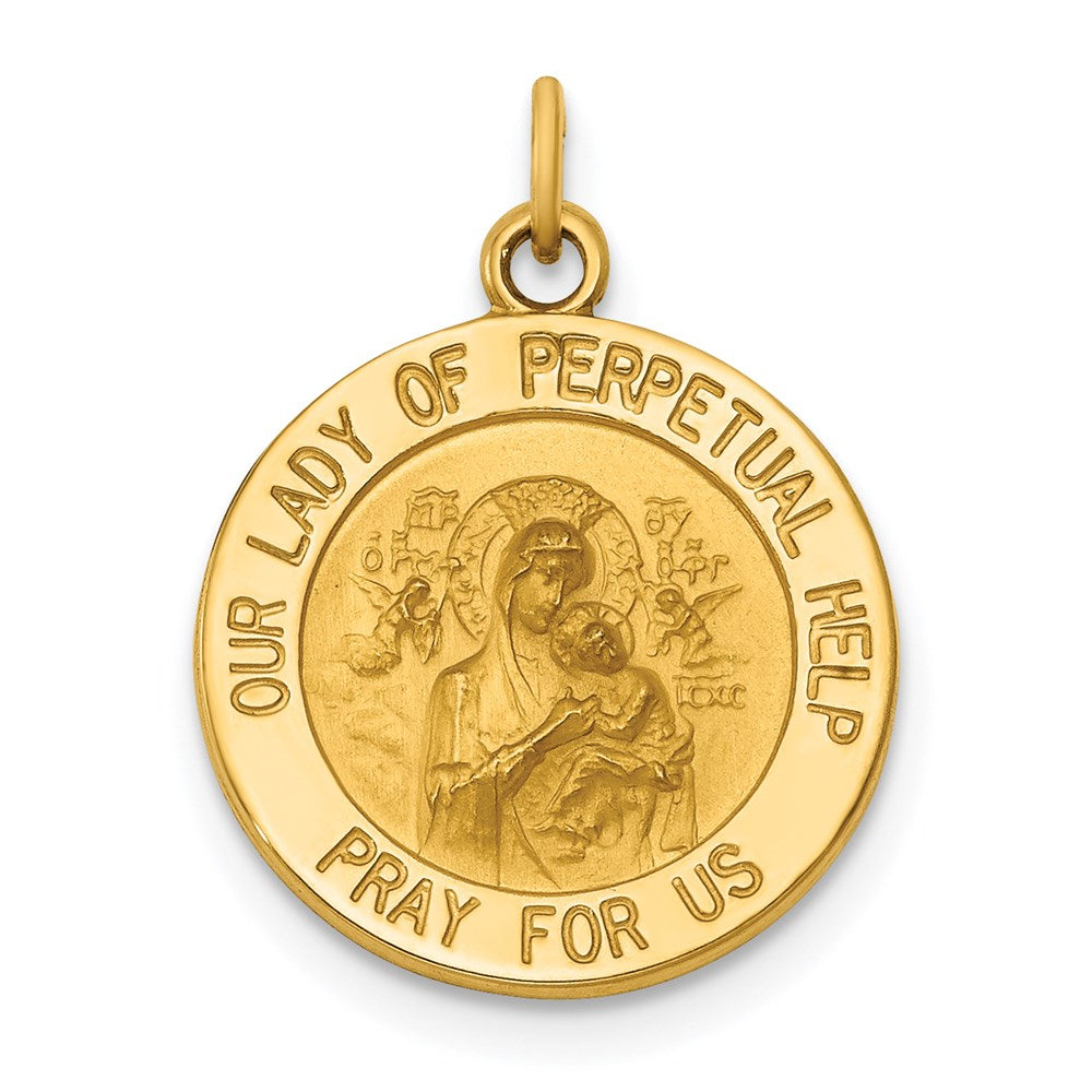 14K Gelbgold Medaille "Unsere Liebe Frau von der immerwährenden Hilfe" Charm