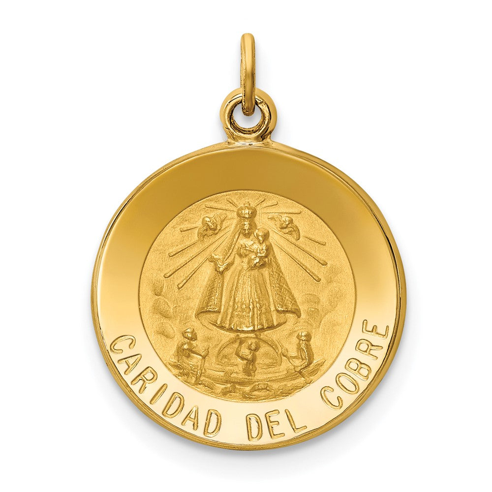 14K Gelbgold Anhänger mit Caridad-Del-Cobre-Medaille