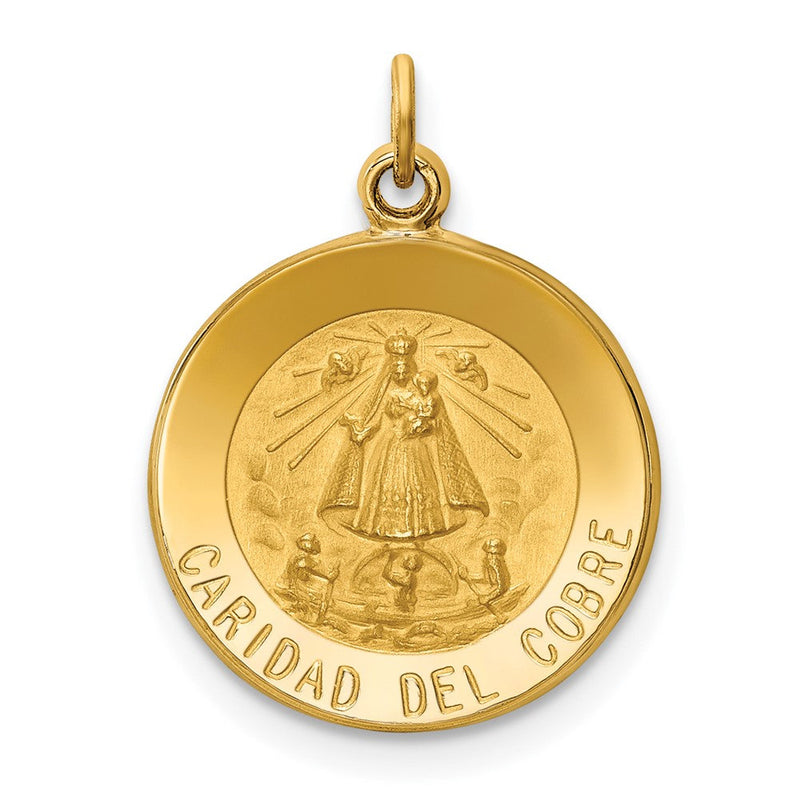 14K Gelbgold Anhänger mit Caridad-Del-Cobre-Medaille