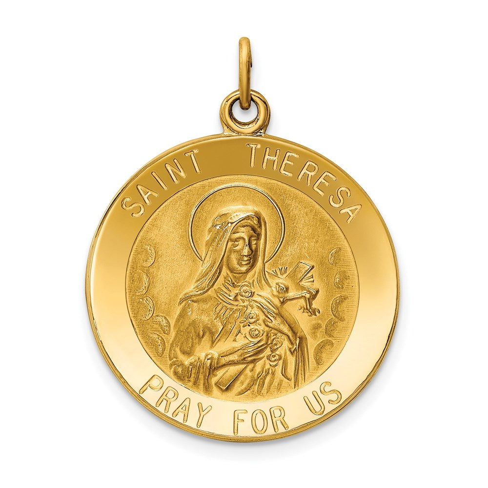 14k Gelbgold Anhänger mit heiliger Theresa Medaille