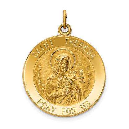 14k Gelbgold Anhänger mit heiliger Theresa Medaille