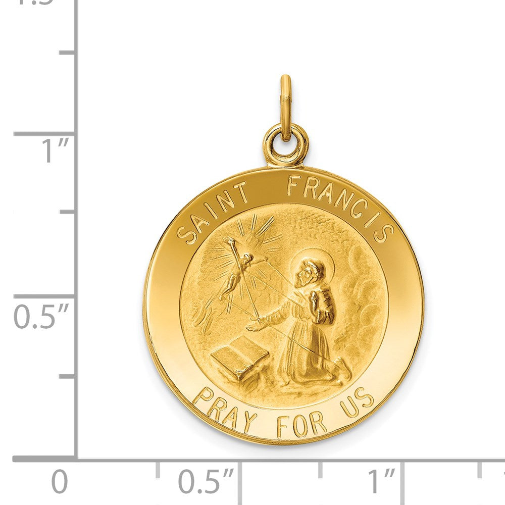 14K Gelbgold Heiliger-Franziskus-Medaille-Anhänger