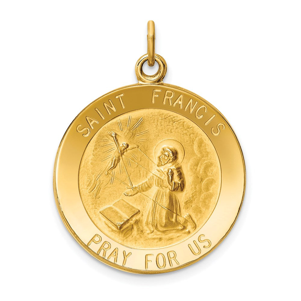 14K Gelbgold Heiliger-Franziskus-Medaille-Anhänger
