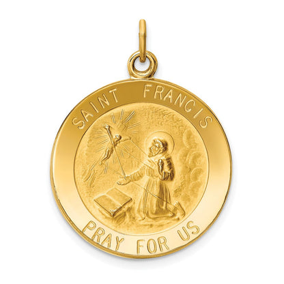14K Gelbgold Heiliger-Franziskus-Medaille-Anhänger