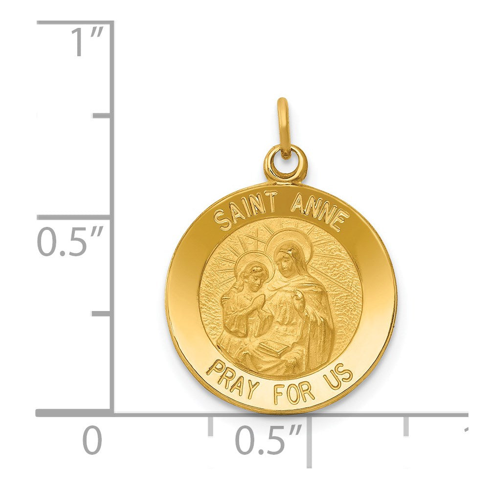 14K Gelbgold Heilige Anna Medaille Charm